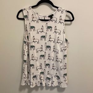 Ann Taylor Llama Print Sleeveless Blouse